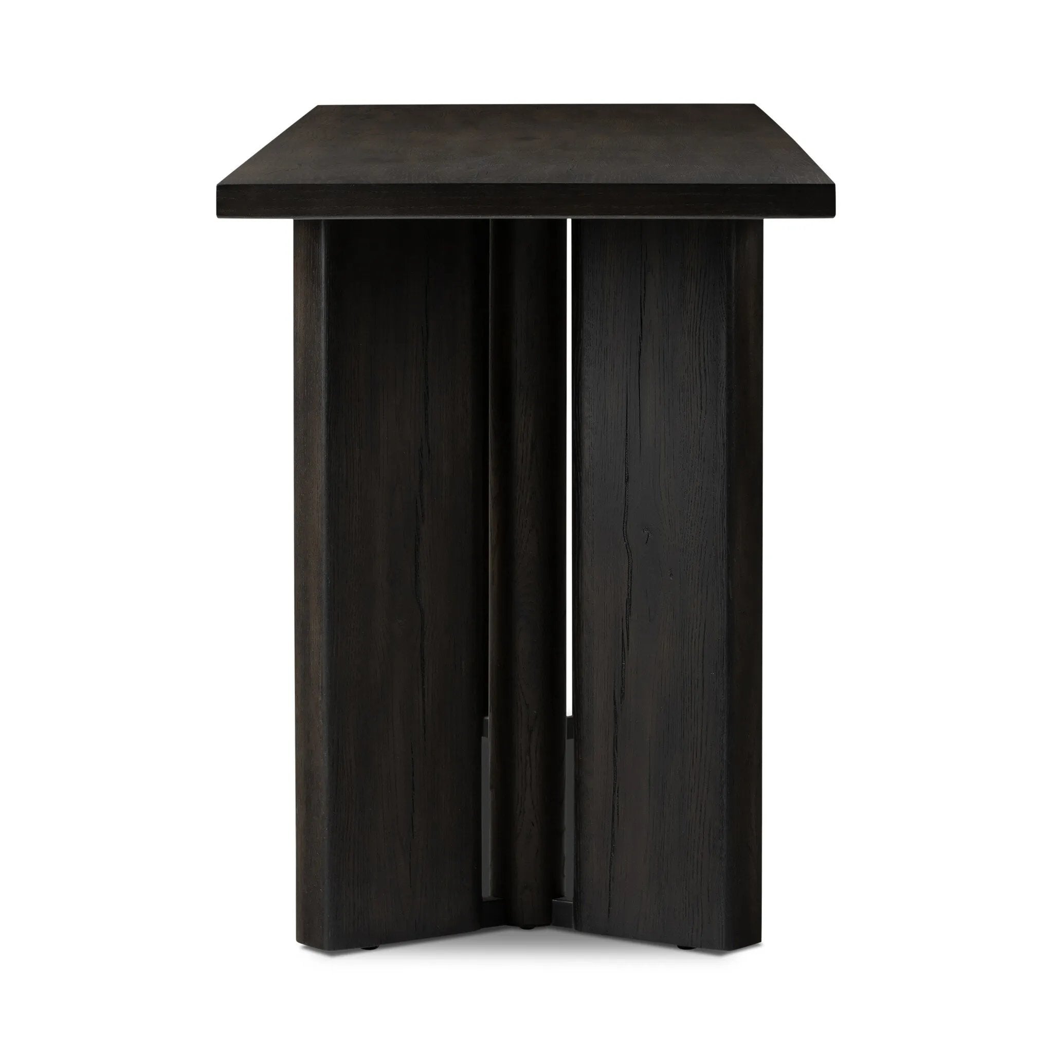 Featuring Huxley Smoked Black Veneer Console Table by Four Hands at Amethyst Home. A smoked black finish delivers a character-rich look to an open-style console table. Angled panel legs up the intrigue factor.Collection: HaidenColors: Smoked Black VeneerMaterials: Thick Oak Veneer ,Engineered Hardwood Weight: 90.39 lbs. Amethyst Home provides interior design, new home construction design consulting, vintage area rugs, and lighting in the Nashville metro area.