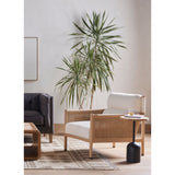 Featuring Kempsey Kerby Ivory Chair by Four Hands at Amethyst Home. Craft a Parisian vibe with French-inspired seating. With a soft, comfortable texture and light cream hue, high performance-upholstered seating is perfectly positioned for comfort, with ash framing and woven sides of natural cane. Performance fabrics are specially created to withstand spills. Amethyst Home provides interior design, new home construction design consulting, vintage area rugs, and lighting in the Charlotte metro area.