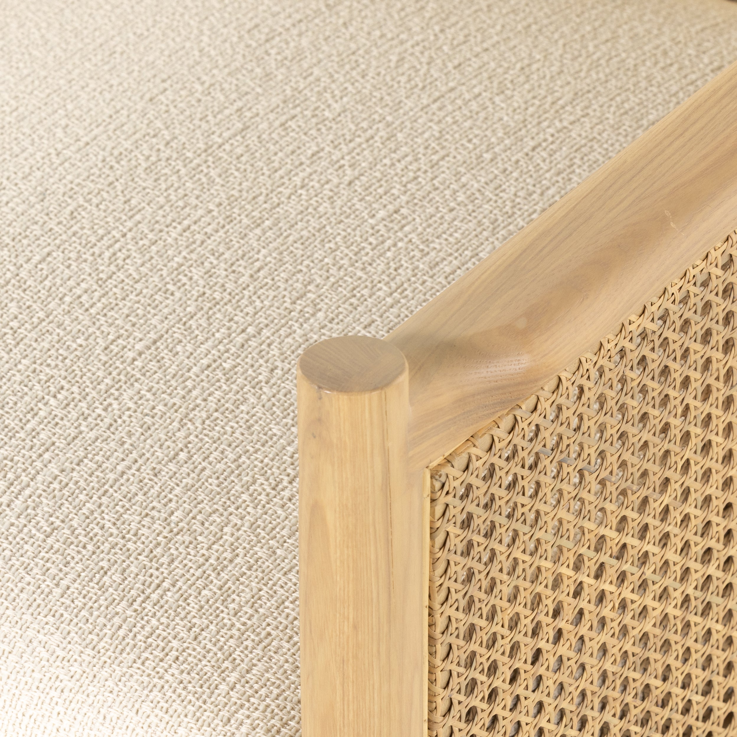 Featuring Kempsey Kerby Ivory Chair by Four Hands at Amethyst Home. Craft a Parisian vibe with French-inspired seating. With a soft, comfortable texture and light cream hue, high performance-upholstered seating is perfectly positioned for comfort, with ash framing and woven sides of natural cane. Performance fabrics are specially created to withstand spil. Amethyst Home provides interior design, new home construction design consulting, vintage area rugs, and lighting in the Kansas City metro area.