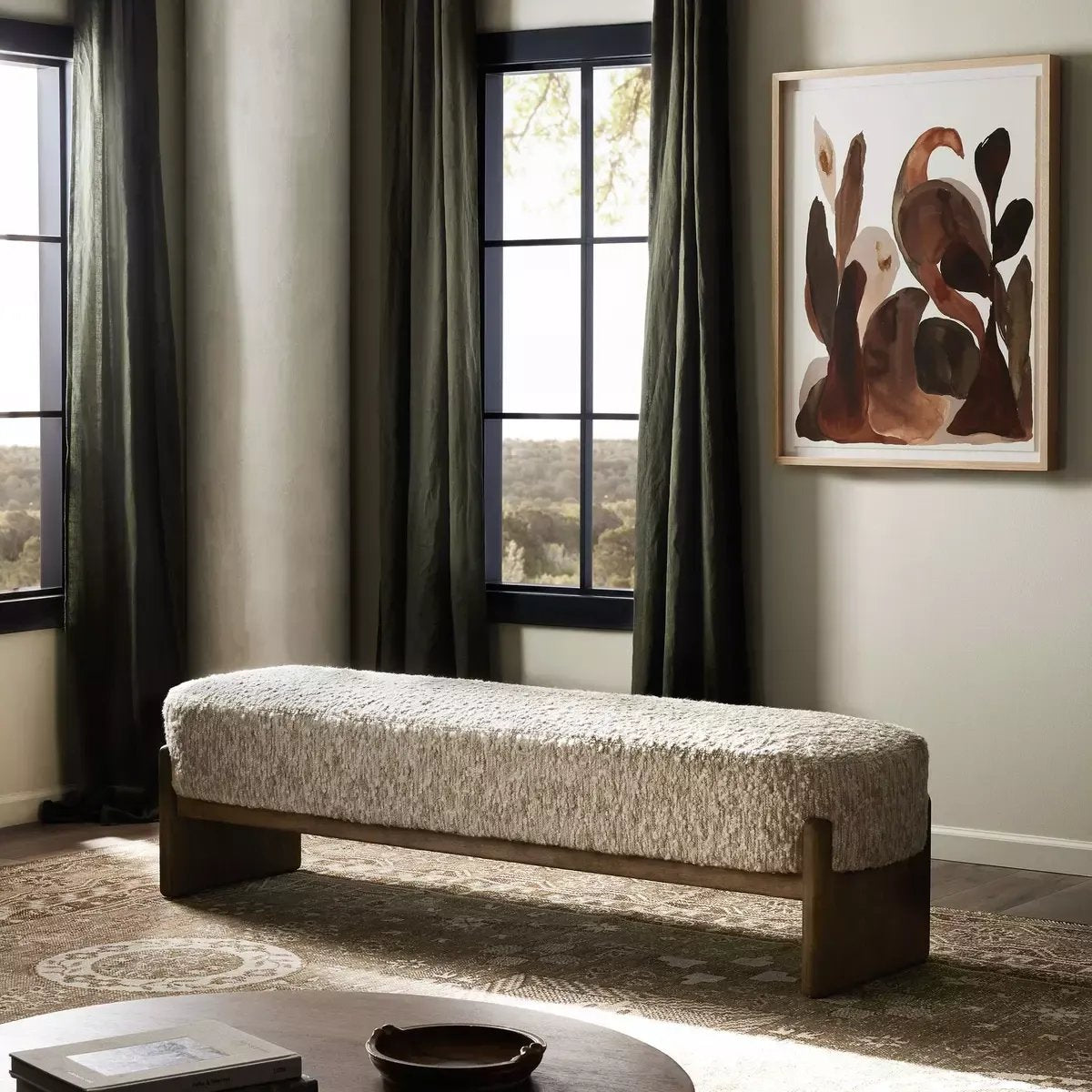 Featuring Kirby Solema Cream Accent Bench by Four Hands at Amethyst Home. Style this modern accent bench just about anywhere. A cradle base of wire-brushed parawood supports heavily textured upholstered seating.
Overall Dimensions: 20.5" L x 75.5 " W x 20.5" H
Collection: KensingtonColors: Solema Cream ,Distressed NaturalMaterials: 65% Acrylic, 21% Polyester, 1. Amethyst Home provides interior design, new home construction design consulting, vintage area rugs, and lighting in the Tampa metro area.