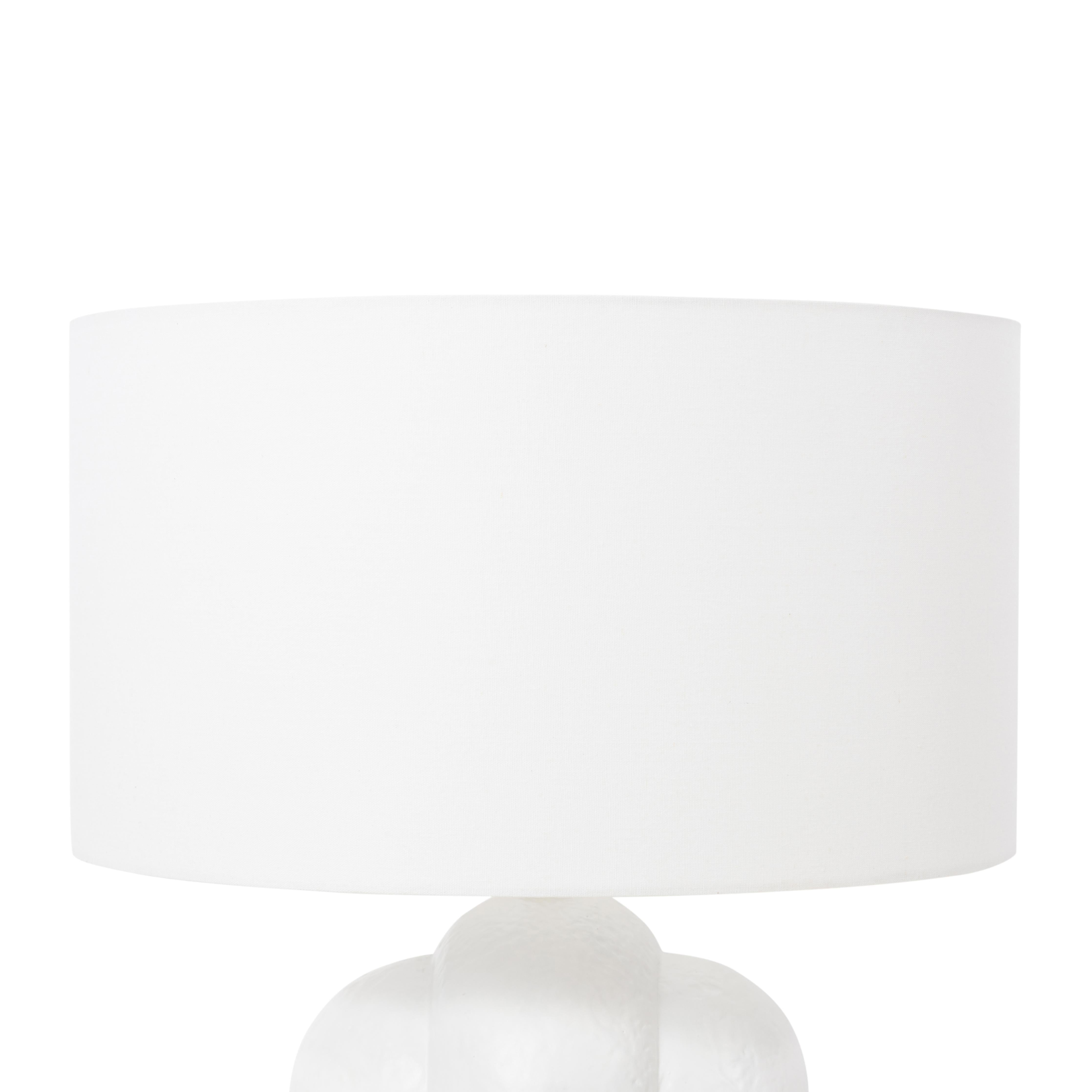 Featuring Yasmine Table Lamp by Four Hands at Amethyst Home. Gorgeous, glossy white concrete in a curvy base.  This lamp is an Amethyst fave.
Overall Dimensions: 20"W x 20"L x 27"H
Materials: Concrete, 100% Flax/Linen, Steel PlatingWeight: 23.37 lbBulb(s) Included: YesBulb Type: LedMax Wattage: 40. Amethyst Home provides interior design, new home construction design consulting, vintage area rugs, and lighting in the Salt Lake City metro area.