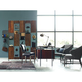 Featuring Lauren  Desk by Four Hands at Amethyst Home. This mid-century inspired lawyer's desk offers heavy-duty storage with two-sided cabinetry. A floating top and simple iron legs keeps the look light and modern. Solid acacia casing with reclaimed peroba wood door and drawer fronts. This piece is designed in collaboration with Thomas Bina. Four Hands’ partnership with the r. Amethyst Home provides interior design, new construction, custom furniture, and area rugs in the Scottsdale metro area.