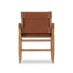 Featuring Lenz Sonoma Chestnut Dining Armchair by Four Hands at Amethyst Home. Inspired by a vintage safari-style frame, this dining chair is defined by the fluid strap arms. Semi-attached cushions in rich chestnut leather, finished with button tufting details. Parawood frame and brass details add warmth and texture.Overall Dimensions: 25"W x 23"L x 34"H
Colle. Amethyst Home provides interior design, new home construction design consulting, vintage area rugs, and lighting in the Boston metro area.