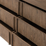 Featuring Leo Rustic Grey 6 Drawer Dresser by Four Hands at Amethyst Home. Designed by Thomas Bina and Ronald Sasson, a design partnership blending both modern minimalist and Brazilian influences. Crafted from solid oak, this clean-lined dresser features vertical reed detailing on the drawer fronts with wooden pull detailing on the outer edges. Drawers are. Amethyst Home provides interior design, new home construction design consulting, vintage area rugs, and lighting in the Scottsdale metro area.