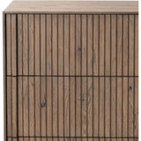 Featuring Leo Rustic Grey 6 Drawer Dresser by Four Hands at Amethyst Home. Designed by Thomas Bina and Ronald Sasson, a design partnership blending both modern minimalist and Brazilian influences. Crafted from solid oak, this clean-lined dresser features vertical reed detailing on the drawer fronts with wooden pull detailing on the outer edges. Drawers . Amethyst Home provides interior design, new home construction design consulting, vintage area rugs, and lighting in the Winter Garden metro area.