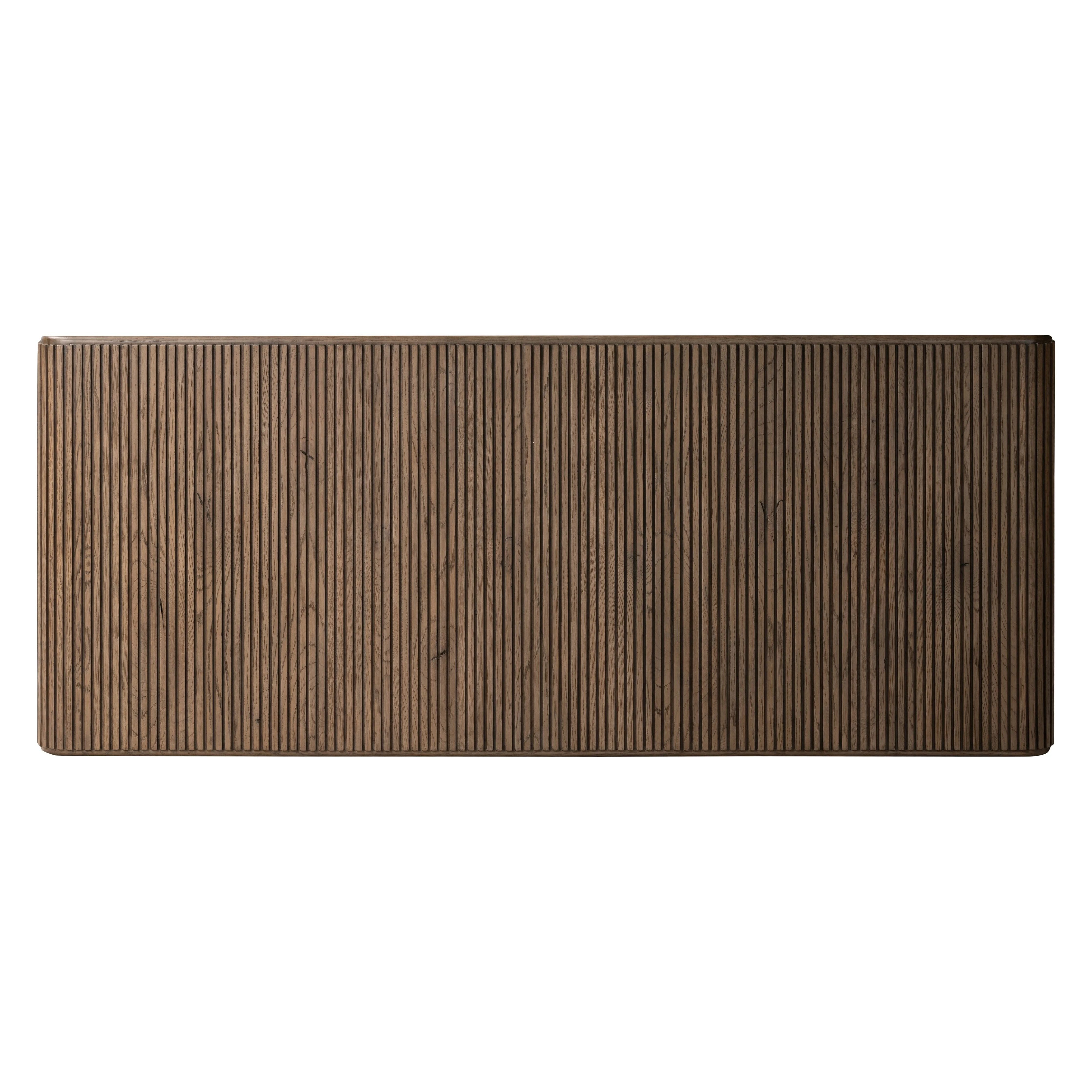 Featuring Leo Rustic Grey Coffee Table by Four Hands at Amethyst Home. Grey-finished oak shapes an elongated coffee table, rich with reeding. Subtly rounded edges reflect Brazilian midcentury inspiration behind this crafted minimalist piece. Designed in partnership with longtime Four Hands collaborator Thomas Bina and designer Ronald Sasson.Overall Dimensi. Amethyst Home provides interior design, new home construction design consulting, vintage area rugs, and lighting in the Washington metro area.