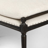 Featuring Lucille Alcala Cream Dining Bench by Four Hands at Amethyst Home. Solid oak legs support bench-style dining seat with water-repellent performance fabric in a versatile cream. Nailhead trim for fun finishing touch. Performance fabrics are specially created to withstand spills, stains, high traffic and wear, ensuring long-term comfort and unmatched durability.Overall Dime. Amethyst Home provides interior design, new construction, custom furniture, and area rugs in the Calabasas metro area.