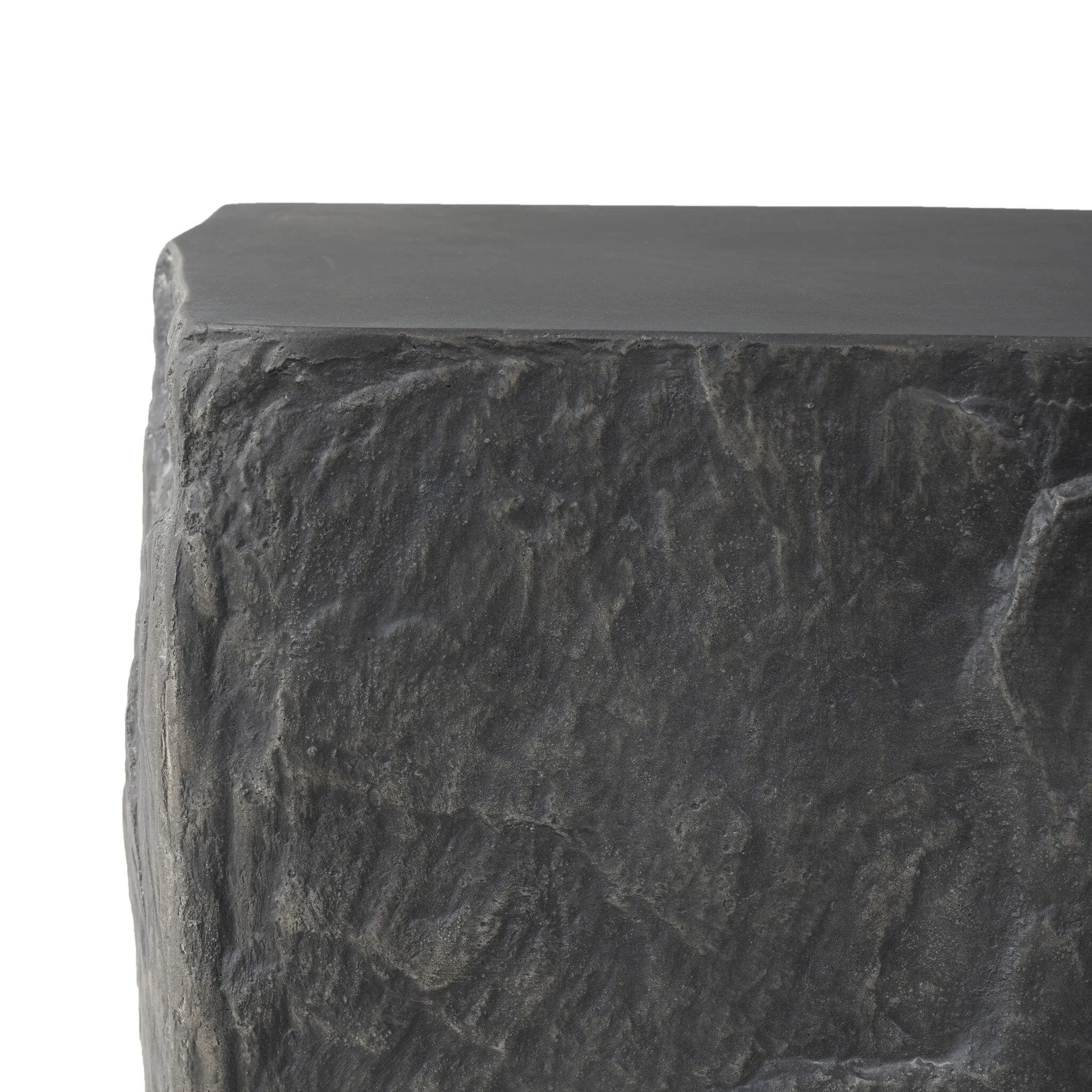 Featuring Lucius Smooth Black Concrete End Table by Four Hands at Amethyst Home. Cast black concrete features heavily textured sides that resemble natural slate, paired with a smoothed tabletop.Collection: ChandlerColors: Smooth Black Concrete ,Textured Black ConcreteMaterials: Concrete Weight: 52.91 lbs. Amethyst Home provides interior design, new home construction design consulting, vintage area rugs, and lighting in the Omaha metro area.
