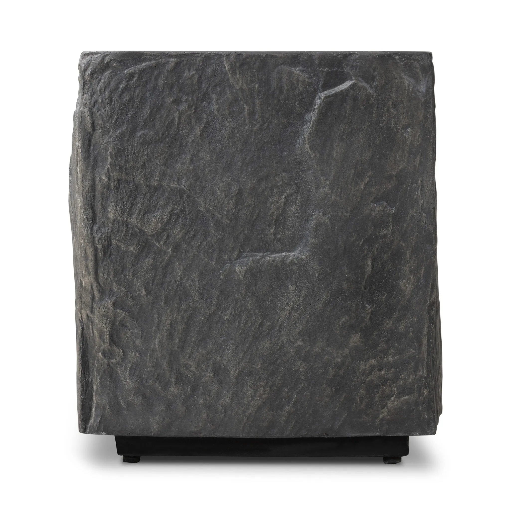 Featuring Lucius Smooth Black Concrete End Table by Four Hands at Amethyst Home. Cast black concrete features heavily textured sides that resemble natural slate, paired with a smoothed tabletop.Collection: ChandlerColors: Smooth Black Concrete ,Textured Black ConcreteMaterials: Concrete Weight: 52.91 lbs. Amethyst Home provides interior design, new home construction design consulting, vintage area rugs, and lighting in the Washington metro area.