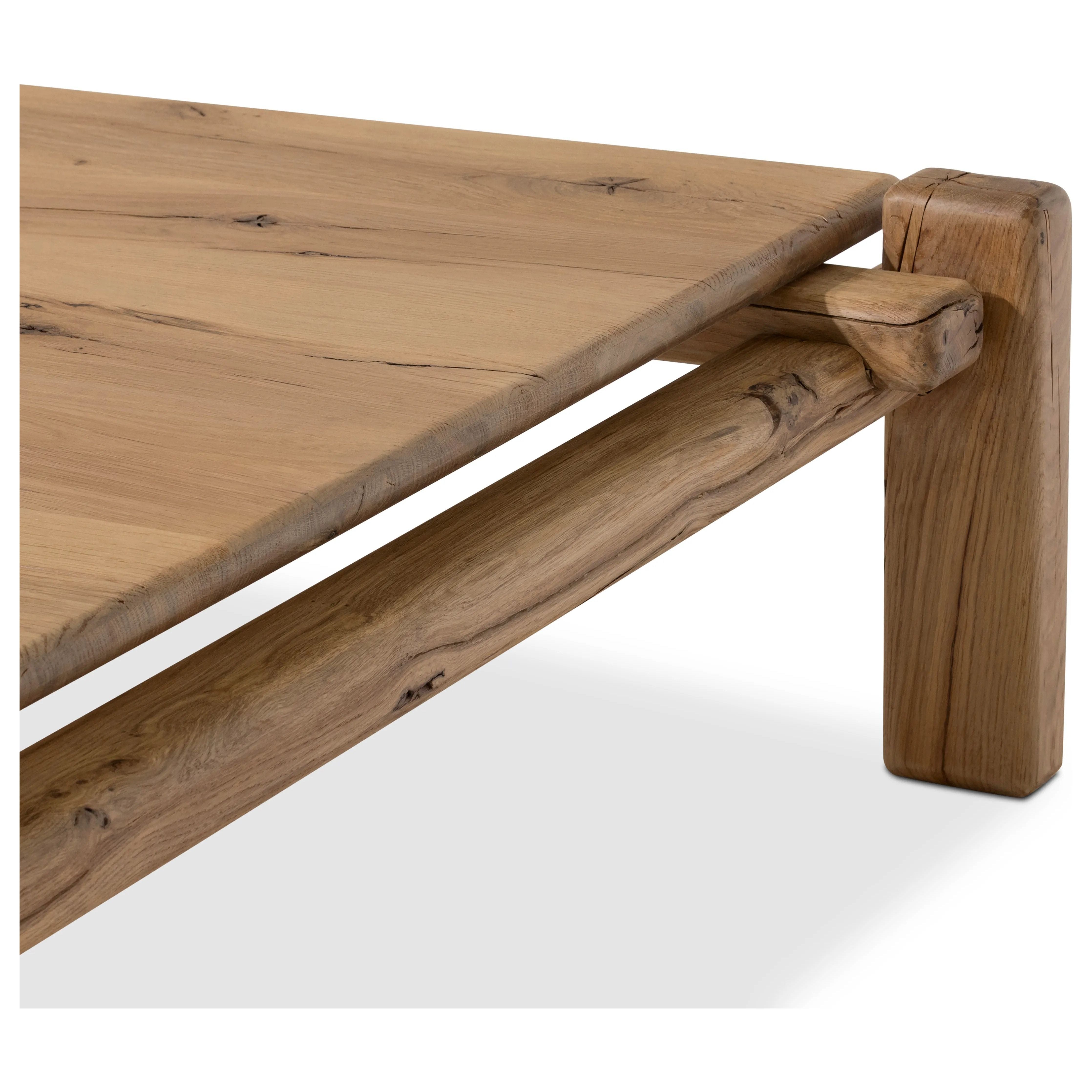 Featuring Marcia French Oak Square Coffee Table by Four Hands at Amethyst Home. Designed by Thomas Bina and Ronald Sasson, a design partnership blending both modern minimalist and Brazilian influences. Crafted from natural reclaimed French oak with overstated joint details. Rounded edges bring a soft, playful feel to the entire piece.Overall Dimensions: 50"W. Amethyst Home provides interior design, new home construction design consulting, vintage area rugs, and lighting in the Monterey metro area.