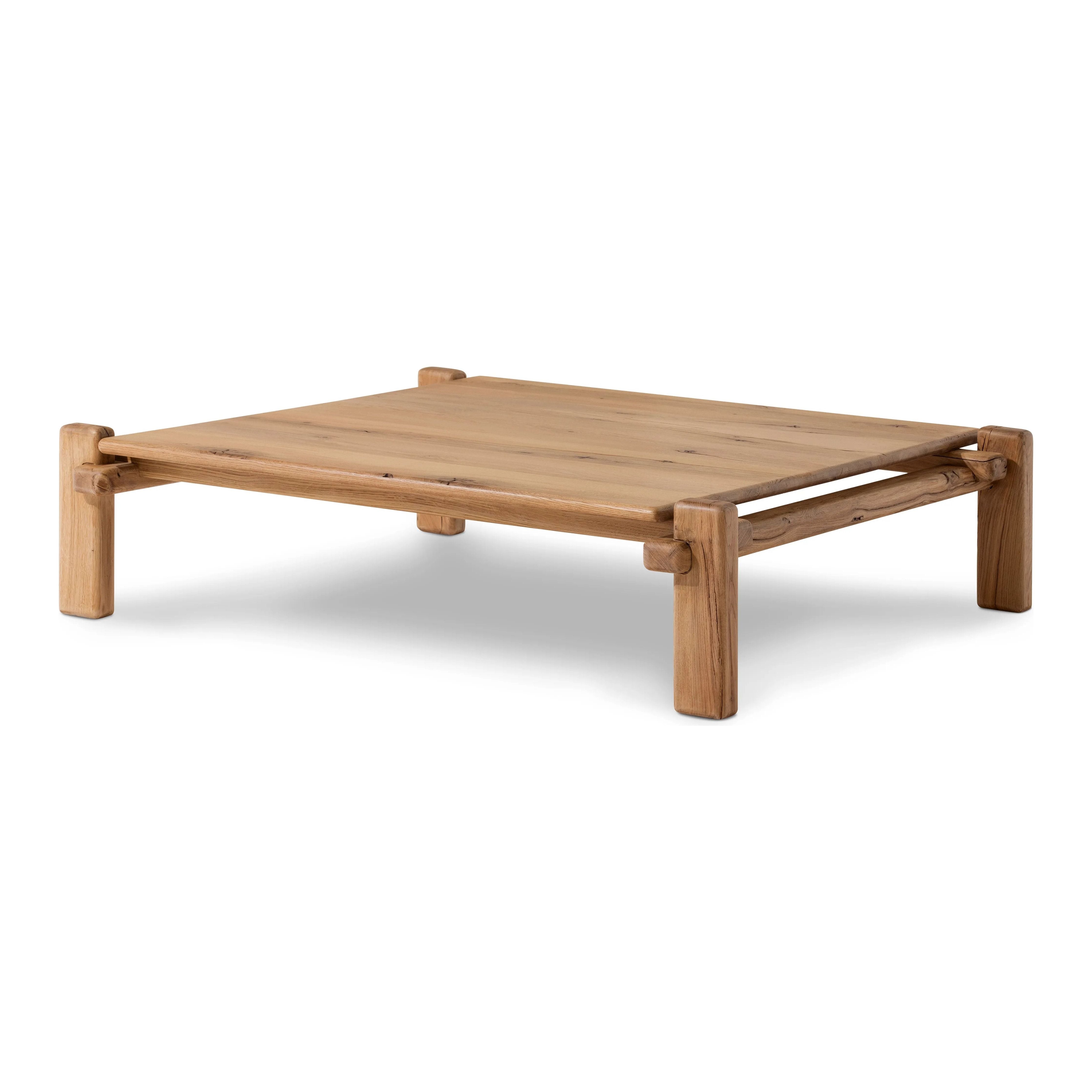 Featuring Marcia French Oak Square Coffee Table by Four Hands at Amethyst Home. Designed by Thomas Bina and Ronald Sasson, a design partnership blending both modern minimalist and Brazilian influences. Crafted from natural reclaimed French oak with overstated joint details. Rounded edges bring a soft, playful feel to the entire piece.Overall Dimensions: 50"W x . Amethyst Home provides interior design, new home construction design consulting, vintage area rugs, and lighting in the Omaha metro area.