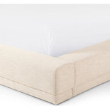 Featuring Martina Bergamo Extra Wide King Bed by Four Hands at Amethyst Home. Low profile luxury with an extra-wide fully upholstered headboard that brings drama to the bedroom. Modern Italian styling is both substantial and plush with clean lines all around. Fully upholstered in a textural cotton/linen blend with extra cushioning on the footboard and side . Amethyst Home provides interior design, new home construction design consulting, vintage area rugs, and lighting in the Charlotte metro area.