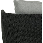 Featuring Maven Faux Black Outdoor Swivel Chair by Four Hands at Amethyst Home. Sustainably made with zero waste, luxurious Italian upholstery places a new and unique spin on indoor/outdoor seating, offering soft, durable fabric that's highly resistant to sun, stains, mold and abrasion. Shell framing in black faux-hyacinth weaves for extra texture atop a 360-d. Amethyst Home provides interior design, new home construction design consulting, vintage area rugs, and lighting in the Boston metro area.