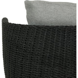 Featuring Maven Faux Black Outdoor Swivel Chair by Four Hands at Amethyst Home. Sustainably made with zero waste, luxurious Italian upholstery places a new and unique spin on indoor/outdoor seating, offering soft, durable fabric that's highly resistant to sun, stains, mold and abrasion. Shell framing in black faux-hyacinth weaves for extra texture atop a 360-d. Amethyst Home provides interior design, new home construction design consulting, vintage area rugs, and lighting in the Boston metro area.