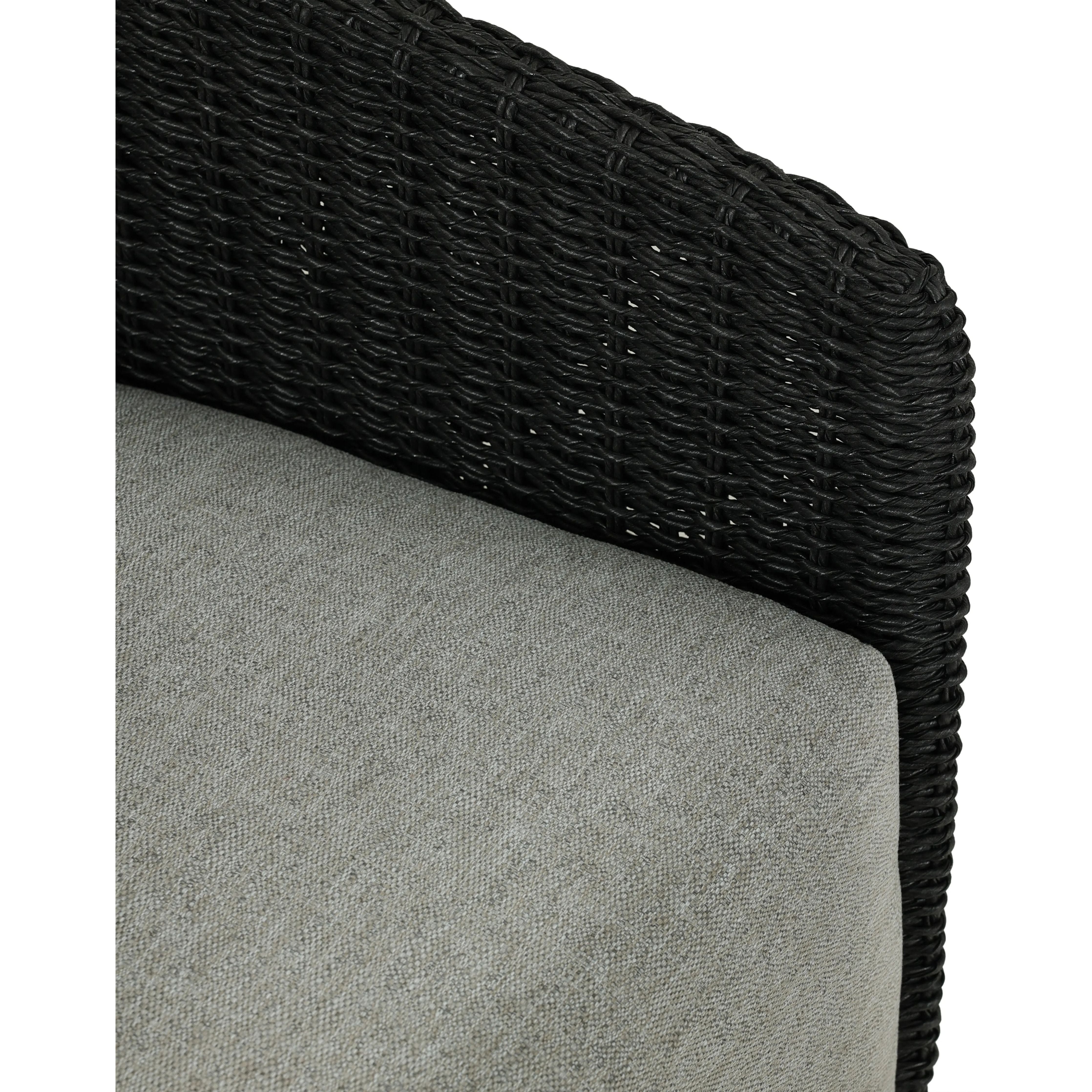 Featuring Maven Faux Black Outdoor Swivel Chair by Four Hands at Amethyst Home. Sustainably made with zero waste, luxurious Italian upholstery places a new and unique spin on indoor/outdoor seating, offering soft, durable fabric that's highly resistant to sun, stains, mold and abrasion. Shell framing in black faux-hyacinth weaves for extra texture atop a. Amethyst Home provides interior design, new home construction design consulting, vintage area rugs, and lighting in the Laguna Beach metro area.