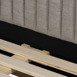 Featuring Montgomery Bed by Four Hands at Amethyst Home. The Montgomery Bed is a tall, vertical-channeled headboard that is upholstered in grey high-performance fabric for a sensible take on modern bedroom styling. A parawood plinth base grounds the whole look. Performance fabrics are specially created to withstand spills, stains, high traffic and wear, ensuring long-term comfort and unmatched. Amethyst Home provides interior design services, furniture, rugs, and lighting in the Miami metro area.