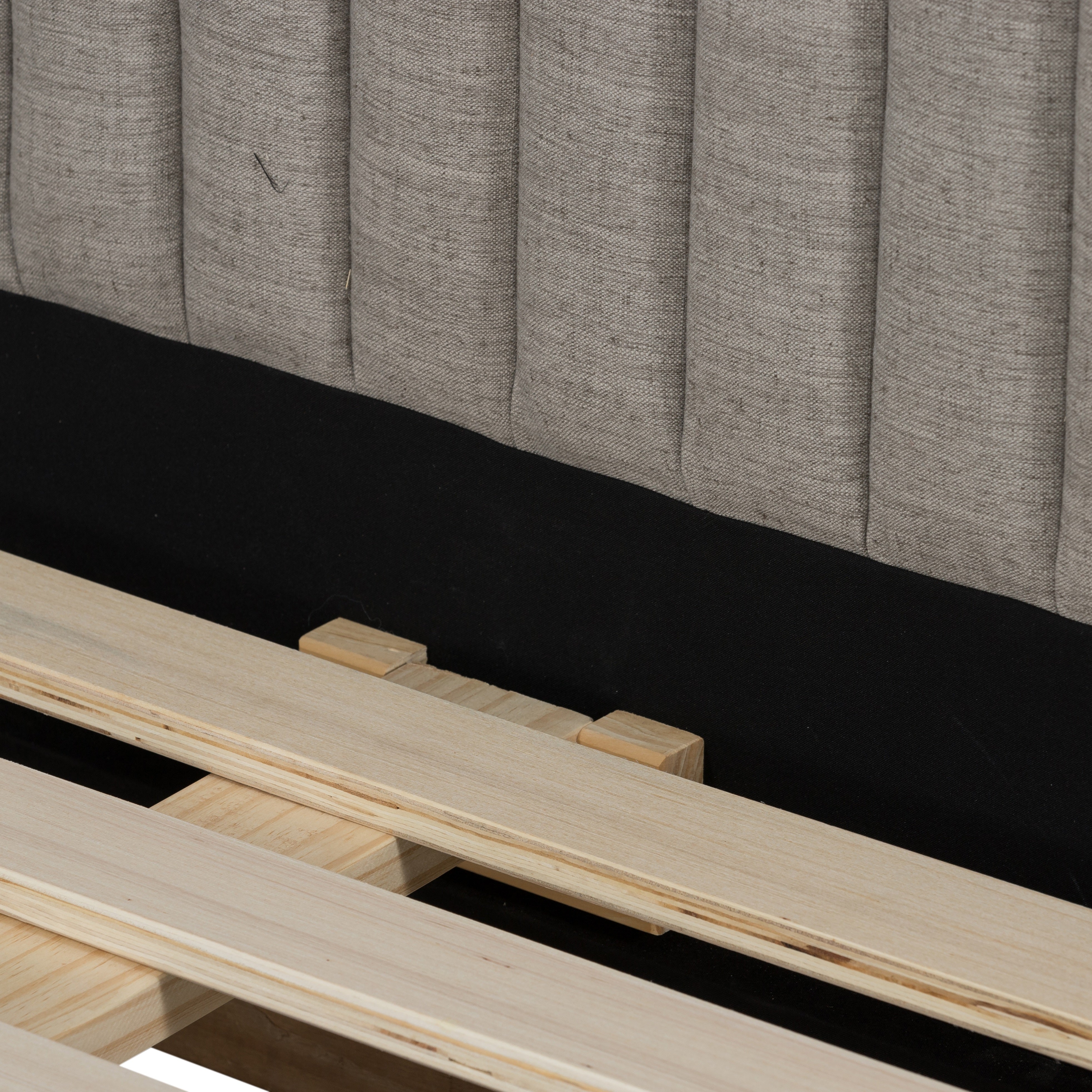 Featuring Montgomery Bed by Four Hands at Amethyst Home. The Montgomery Bed is a tall, vertical-channeled headboard that is upholstered in grey high-performance fabric for a sensible take on modern bedroom styling. A parawood plinth base grounds the whole look. Performance fabrics are specially created to withstand spills, stains, high traffic and wear, ensuring long-term comfort and unmatched. Amethyst Home provides interior design services, furniture, rugs, and lighting in the Miami metro area.