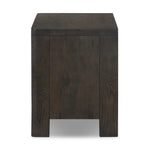 Featuring Noeline Smoked Black Oak Veneer Nightstand by Four Hands at Amethyst Home. Topped with a thick plank of solid oak, this extra-wide nightstand blends modern lines and warm character with two roomy drawers, slightly curved corners, and solid square legs. Seamless drawer fronts have a push-latch mechanism. Made from solid oak and veneer in a smok. Amethyst Home provides interior design, new home construction design consulting, vintage area rugs, and lighting in the Winter Garden metro area.