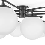 Featuring Orion Black Gunmetal Round Chandelier by Four Hands at Amethyst Home. Matte glass spheres seem to extend and reach across smooth brass rods. Each globe is individually blown, shaped and sculpted by hand through a one-hour process. Matte globes are specially manufactured to evenly diffuse light. The finish on the brass frame is achieved through. Amethyst Home provides interior design, new home construction design consulting, vintage area rugs, and lighting in the Newport Beach metro area.