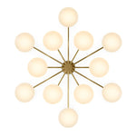 Featuring Orion Burnished Brass Round Chandelier by Four Hands at Amethyst Home. Matte glass spheres seem to extend and reach across smooth brass rods. Each globe is individually blown, shaped and sculpted by hand through a one-hour process. Matte globes are specially manufactured to evenly diffuse light. Brass and glass are 98% recyclable. Designed and su. Amethyst Home provides interior design, new home construction design consulting, vintage area rugs, and lighting in the Alpharetta metro area.