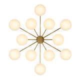 Featuring Orion Burnished Brass Round Chandelier by Four Hands at Amethyst Home. Matte glass spheres seem to extend and reach across smooth brass rods. Each globe is individually blown, shaped and sculpted by hand through a one-hour process. Matte globes are specially manufactured to evenly diffuse light. Brass and glass are 98% recyclable. Designed and su. Amethyst Home provides interior design, new home construction design consulting, vintage area rugs, and lighting in the Alpharetta metro area.