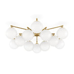 Featuring Orion Burnished Brass Round Chandelier by Four Hands at Amethyst Home. Matte glass spheres seem to extend and reach across smooth brass rods. Each globe is individually blown, shaped and sculpted by hand through a one-hour process. Matte globes are specially manufactured to evenly diffuse light. Brass and glass are 98% recyclable. Designed and sus. Amethyst Home provides interior design, new home construction design consulting, vintage area rugs, and lighting in the Charlotte metro area.