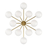 Featuring Orion Burnished Brass Round Chandelier by Four Hands at Amethyst Home. Matte glass spheres seem to extend and reach across smooth brass rods. Each globe is individually blown, shaped and sculpted by hand through a one-hour process. Matte globes are specially manufactured to evenly diffuse light. Brass and glass are 98% recyclable. Designed and sustain. Amethyst Home provides interior design, new home construction design consulting, vintage area rugs, and lighting in the Miami metro area.