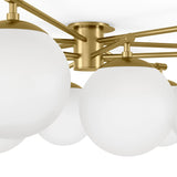 Featuring Orion Burnished Brass Round Chandelier by Four Hands at Amethyst Home. Matte glass spheres seem to extend and reach across smooth brass rods. Each globe is individually blown, shaped and sculpted by hand through a one-hour process. Matte globes are specially manufactured to evenly diffuse light. Brass and glass are 98% recyclable. Designed and su. Amethyst Home provides interior design, new home construction design consulting, vintage area rugs, and lighting in the Washington metro area.