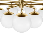 Featuring Orion Burnished Brass Round Chandelier by Four Hands at Amethyst Home. Matte glass spheres seem to extend and reach across smooth brass rods. Each globe is individually blown, shaped and sculpted by hand through a one-hour process. Matte globes are specially manufactured to evenly diffuse light. Brass and glass are 98% recyclable. Designed and. Amethyst Home provides interior design, new home construction design consulting, vintage area rugs, and lighting in the Winter Garden metro area.