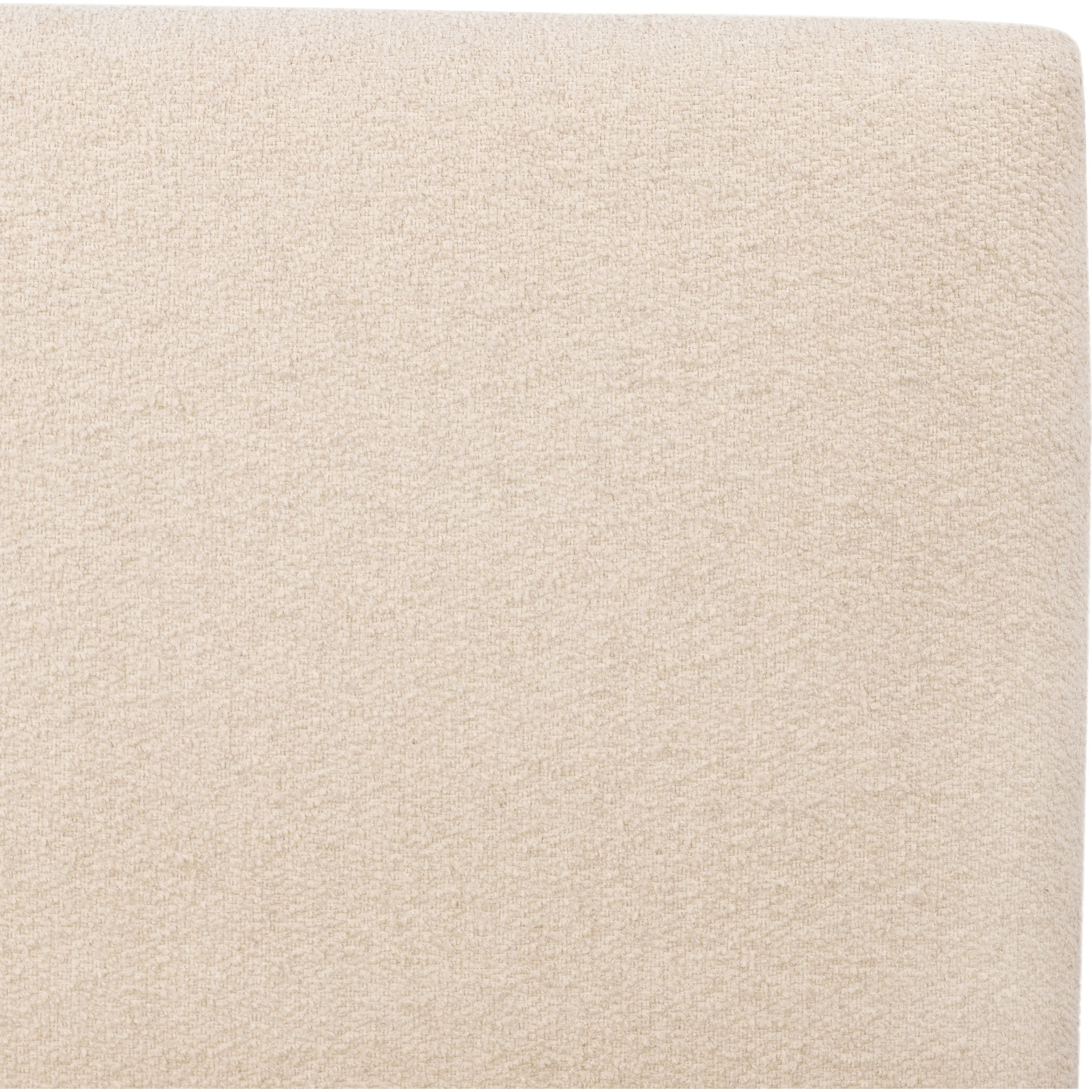 Featuring Quincy Lisbon Cream-King Bed by Four Hands at Amethyst Home. Modern, clean shaping meets inflated comfort with this padded, upholstered bed frame in a textural boucle-like pattern.  Text (251) 257-7986 for quick product details.Overall Dimensions: 92.25"W x 89.25"L x 48"H
Collection: EastonColors: Lisbon Cream ,BlackMaterials: 81% Pl, 19% Pc ,Solid P. Amethyst Home provides interior design, new home construction design consulting, vintage area rugs, and lighting in the Austin metro area.