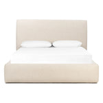 Featuring Quincy Lisbon Cream-King Bed by Four Hands at Amethyst Home. Modern, clean shaping meets inflated comfort with this padded, upholstered bed frame in a textural boucle-like pattern.  Text (251) 257-7986 for quick product details.Overall Dimensions: 92.25"W x 89.25"L x 48"H
Collection: EastonColors: Lisbon Cream ,BlackMaterials: 81% Pl, 19% Pc ,Solid P. Amethyst Home provides interior design, new home construction design consulting, vintage area rugs, and lighting in the Dallas metro area.