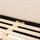 Featuring Quincy Lisbon Cream-King Bed by Four Hands at Amethyst Home. Modern, clean shaping meets inflated comfort with this padded, upholstered bed frame in a textural boucle-like pattern.  Text (251) 257-7986 for quick product details.Overall Dimensions: 92.25"W x 89.25"L x 48"H
Collection: EastonColors: Lisbon Cream ,BlackMaterials: 81% Pl, 19% Pc ,Sol. Amethyst Home provides interior design, new home construction design consulting, vintage area rugs, and lighting in the Scottsdale metro area.