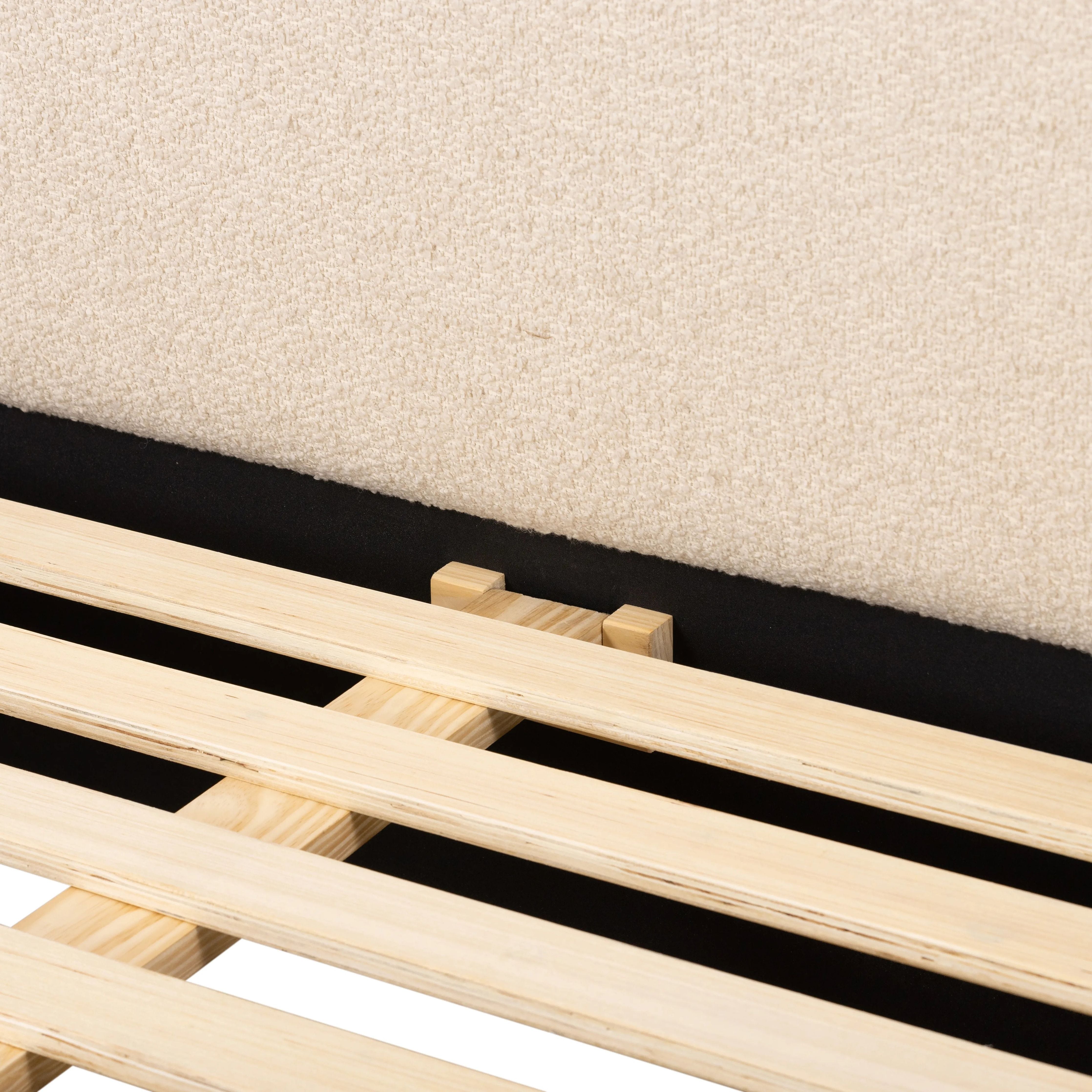 Featuring Quincy Lisbon Cream-King Bed by Four Hands at Amethyst Home. Modern, clean shaping meets inflated comfort with this padded, upholstered bed frame in a textural boucle-like pattern.  Text (251) 257-7986 for quick product details.Overall Dimensions: 92.25"W x 89.25"L x 48"H
Collection: EastonColors: Lisbon Cream ,BlackMaterials: 81% Pl, 19% Pc ,Sol. Amethyst Home provides interior design, new home construction design consulting, vintage area rugs, and lighting in the Scottsdale metro area.