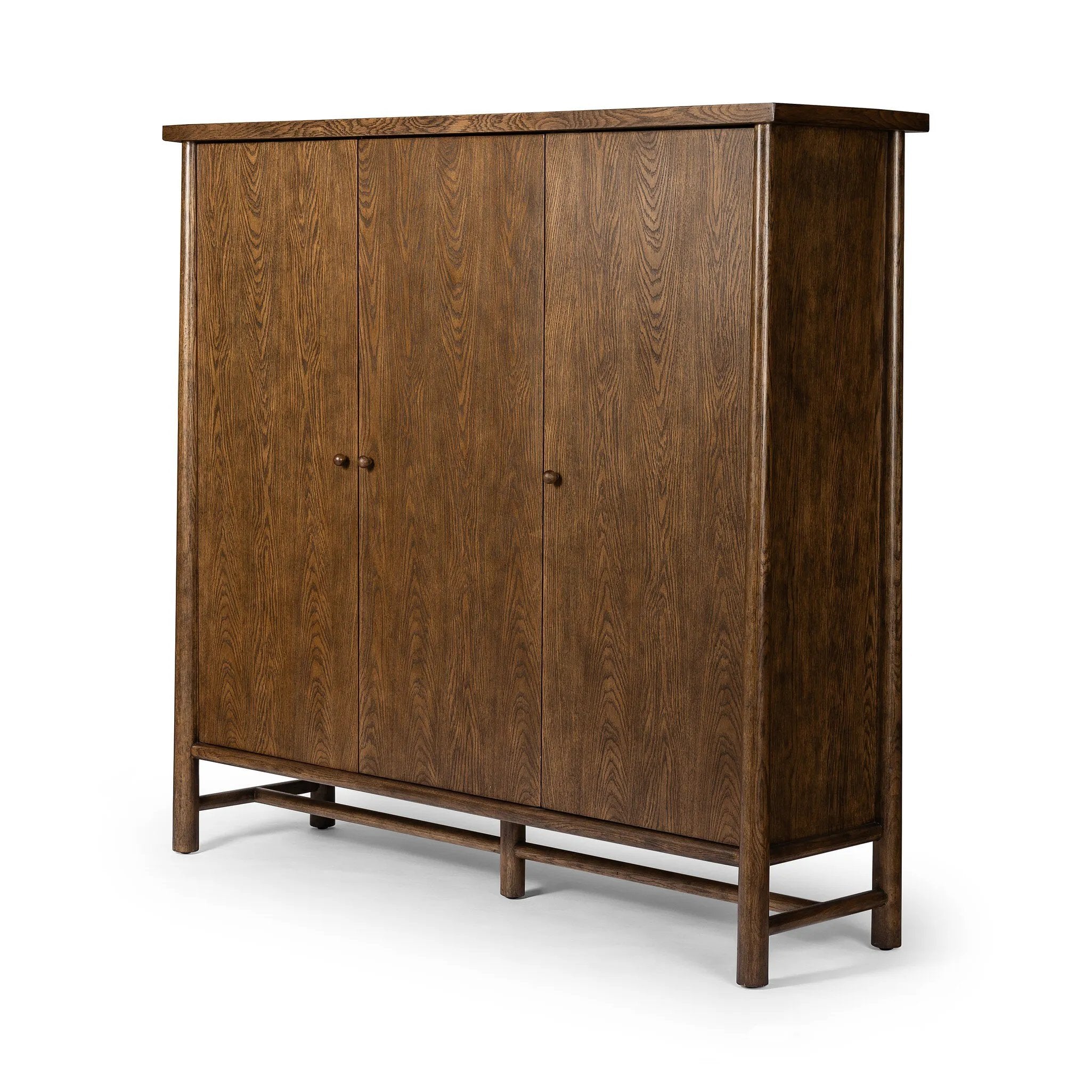 Featuring Renaud Dark Toasted Oak Cabinet by Four Hands at Amethyst Home. A beautifully simple statement piece. This three-door cabinet is crafted from a mix of solid oak and veneer in a dark toasted finish. Details include subtle, tapered corner posts and minimal rounded door knobs.
Overall Dimensions: 20.0" L x 74.0 " W x 69.0" H
Collection: WellsColors: Dar. Amethyst Home provides interior design, new home construction design consulting, vintage area rugs, and lighting in the Boston metro area.