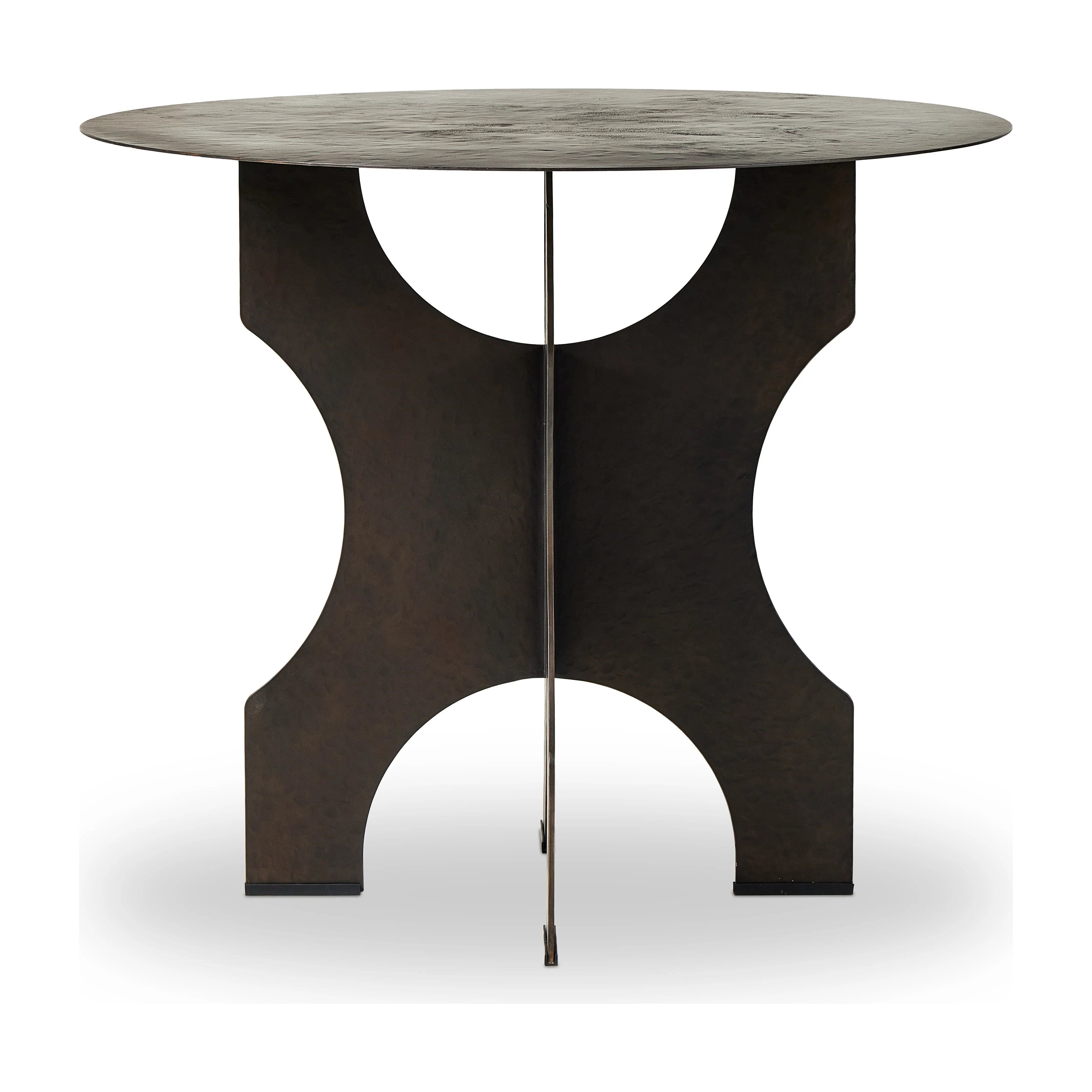 Featuring Round Bronze Side Table In Solid Iron by Four Hands at Amethyst Home. By the makers at Van Thiel, known for their antique-inspired pieces and hand-applied finishes. Solid iron with a textured bronze finish forms this unique, structured end table with industrial vibes.Overall Dimensions: 35.5"W x 35.5"L x 30"H
Collection: Van ThielColors: Bronz. Amethyst Home provides interior design, new home construction design consulting, vintage area rugs, and lighting in the Newport Beach metro area.