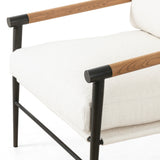 Featuring Rowen Chair - Fayette Cloud by Four Hands at Amethyst Home. Textural seating of performance-grade upholstery, with angular arms of exposed oak for fresh contrast. Slim, carbon-finished steel legs add a dose of modern-industrial edge. Performance fabrics are specially created to withstand spills, stains, high traffic and wear, ensuring long-te. Amethyst Home provides interior design, new home construction design consulting, vintage area rugs, and lighting in the Salt Lake City metro area.