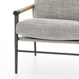 Featuring Rowen Chair - Thames Raven by Four Hands at Amethyst Home. Textural grey seating of performance-grade upholstery, with angular arms of exposed oak providing fresh contrast. Slim, carbon-finished steel legs for a dose of modern-industrial edge. Performance fabrics are specially created to withstand spills, stains, high traffic and wear, ensuring long-t. Amethyst Home provides interior design, new home construction design consulting, vintage area rugs, and lighting in the Omaha metro area.