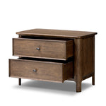 Featuring Russ Aged Oak Nightstand by Four Hands at Amethyst Home. Like an heirloom nightstand with two roomy drawers, this aged oak design has room for it all. Detailed with an overhang surface, carved edges top to bottom, angled legs and oval drawer pulls finished in dark gunmetal.
Collection: BoltonColors: Aged Oak, Aged Oak VeneerMaterials: Solid Oak, O. Amethyst Home provides interior design, new home construction design consulting, vintage area rugs, and lighting in the Park City metro area.
