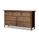 Featuring Russ Aged Oak Oversized Dresser by Four Hands at Amethyst Home. Like an heirloom dresser with three smaller drawers up top, this aged oak design has room for it all. Detailed with an overhang surface, carved edges top to bottom, angled legs and oval drawer pulls finished in dark gunmetal.
Overall Dimensions: 21.0" L x 72.0" W x 38.75" H
Collectio. Amethyst Home provides interior design, new home construction design consulting, vintage area rugs, and lighting in the Alpharetta metro area.