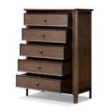 Featuring Russ Aged Oak Tall Dresser by Four Hands at Amethyst Home. Like an heirloom tallboy with six drawers, this aged oak dresser has room for it all. Detailed with an overhang surface, carved edges top to bottom, angled legs and oval drawer pulls finished in dark gunmetal.
Overall Dimensions: 21.0" L x 39.0 " W x 53.0" H
Collection: BoltonColors: Aged . Amethyst Home provides interior design, new home construction design consulting, vintage area rugs, and lighting in the Nashville metro area.