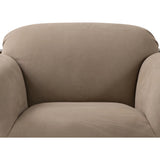 Featuring Samena Nubuck Sand Chair by Four Hands at Amethyst Home. A cozy spot for lounging and curling up with a good book. This statement-making chair features large overflowing cushioning that wraps around the arms and back. Designed with S spring construction and a solid oak frame. Upholstered in a smooth sueded leather with contrasting sling seating st. Amethyst Home provides interior design, new home construction design consulting, vintage area rugs, and lighting in the Park City metro area.