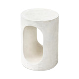 Featuring Samson Textured Lunar Concrete End Table by Four Hands at Amethyst Home. Made from textured white concrete, a cylinder shaped end table features a pill-shaped cutout for a light look. Subtle mottling adds a hint of texture.Collection: ChandlerColors: Textured Lunar ConcreteMaterials: Concrete Weight: 37.48 lbs. Amethyst Home provides interior design, new home construction design consulting, vintage area rugs, and lighting in the Des Moines metro area.