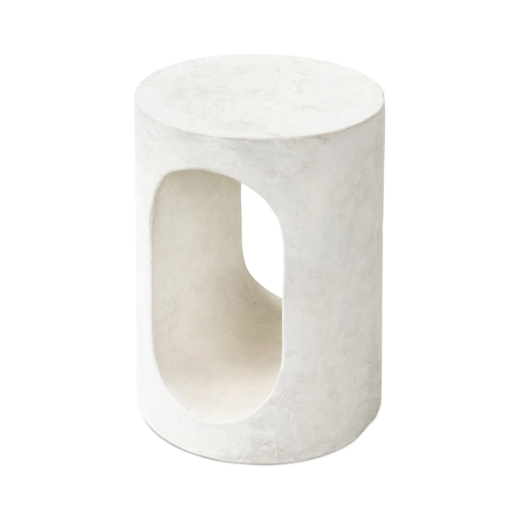 Featuring Samson Textured Lunar Concrete End Table by Four Hands at Amethyst Home. Made from textured white concrete, a cylinder shaped end table features a pill-shaped cutout for a light look. Subtle mottling adds a hint of texture.Collection: ChandlerColors: Textured Lunar ConcreteMaterials: Concrete Weight: 37.48 lbs. Amethyst Home provides interior design, new home construction design consulting, vintage area rugs, and lighting in the Des Moines metro area.