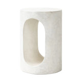 Featuring Samson Textured Lunar Concrete End Table by Four Hands at Amethyst Home. Made from textured white concrete, a cylinder shaped end table features a pill-shaped cutout for a light look. Subtle mottling adds a hint of texture.Collection: ChandlerColors: Textured Lunar ConcreteMaterials: Concrete Weight: 37.48 lbs. Amethyst Home provides interior design, new home construction design consulting, vintage area rugs, and lighting in the Newport Beach metro area.