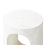 Featuring Samson Textured Lunar Concrete End Table by Four Hands at Amethyst Home. Made from textured white concrete, a cylinder shaped end table features a pill-shaped cutout for a light look. Subtle mottling adds a hint of texture.Collection: ChandlerColors: Textured Lunar ConcreteMaterials: Concrete Weight: 37.48 lbs. Amethyst Home provides interior design, new home construction design consulting, vintage area rugs, and lighting in the Portland metro area.