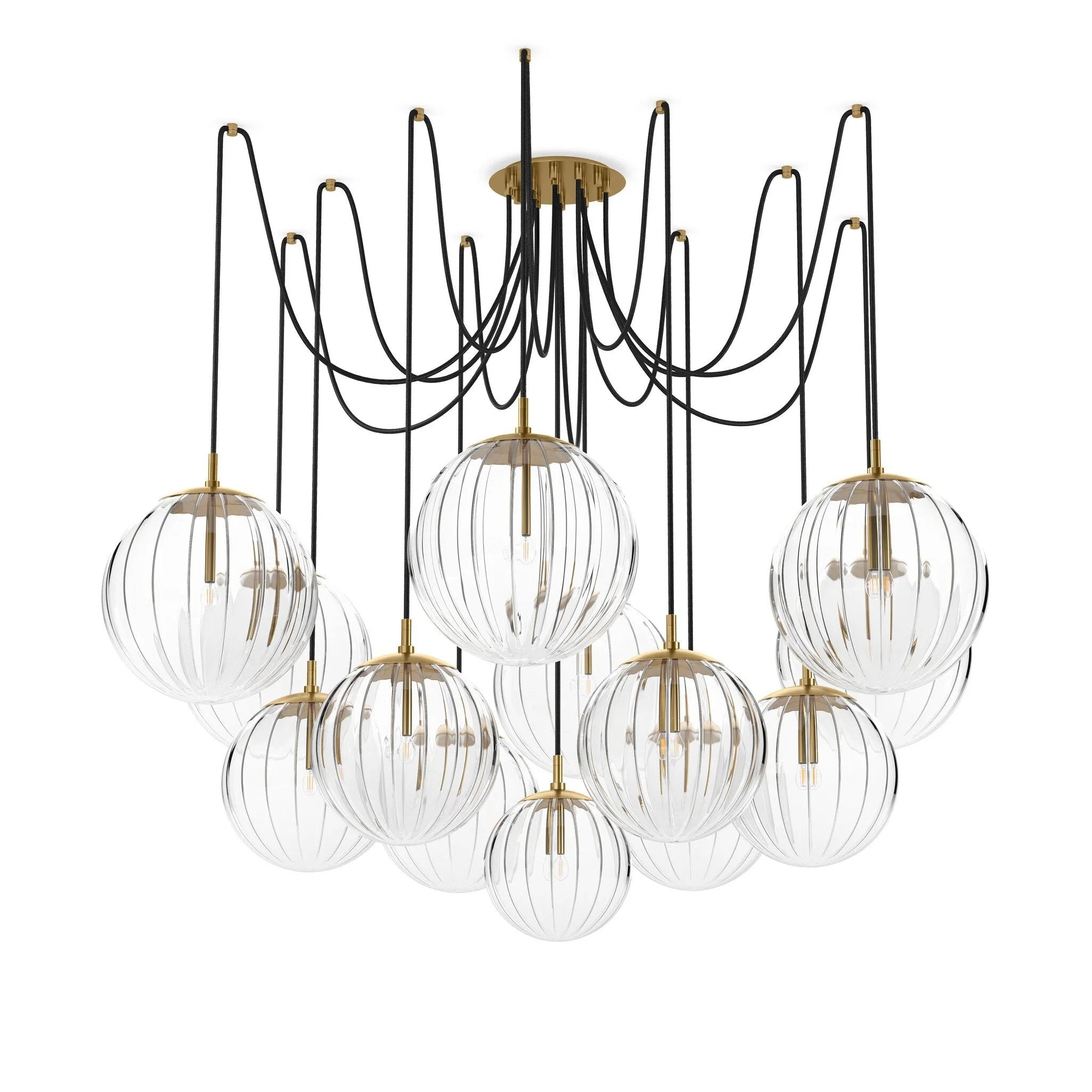 Featuring Spider Burnished Brass Clear Ribbon Glass Cord Chandelier by Four Hands at Amethyst Home. Clear glass spheres float at varying lengths for a statement-making piece. Each globe is individually blown, shaped and sculpted by hand through a one-hour process. Brass and glass are 98% recyclable. Designed and sustainably crafted in Poland by Schwung.
Overal. Amethyst Home provides interior design, new home construction design consulting, vintage area rugs, and lighting in the Dallas metro area.