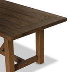 Featuring Stewart Outdoor Dining Table by Four Hands at Amethyst Home. Clean lines, sustainable style. Made from FSC®-certified reclaimed teak, this trestle-style table features natural knots, graining and patching, reflective of the material's sourcing. Seats 12 comfortably. Cover or store indoors during inclement weather and when not in use.
Overall Dimensions: 118"W x 39"L x 30"HCo. Amethyst Home provides interior design, new construction, custom furniture and area rugs in the Boston metro area