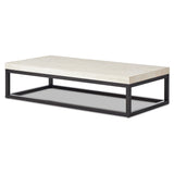 Featuring The Travertine Rectangular Coffee Table by Four Hands at Amethyst Home. Airy while substantial, for an intriguing balance of scale. Bronzed iron forms an open, angular frame for a rectangular tabletop of solid white travertine. By the makers at Van Thiel, known for their antique-inspired pieces and hand-applied finishes.Overall Dimensions: 33"W x. Amethyst Home provides interior design, new home construction design consulting, vintage area rugs, and lighting in the Alpharetta metro area.