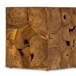 Featuring Tomlin Outdoor End Table by Four Hands at Amethyst Home. A unique layering piece - indoors or out. Made from laminated teak root with miter joinery, a simply shaped end table offers organic vibes and plenty of natural movement. Tables will vary from piece to piece, reflective of natural materials. Joint expansion may grow visible over time. Cover or store indoors during i. Amethyst Home provides interior design, new construction, custom furniture and area rugs in the Nashville metro area