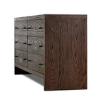 Featuring Torrington Umber Oak 6 Drawer Dresser by Four Hands at Amethyst Home. Straight planks of solid umber oak and veneer encase this spacious dresser for an understated modern look. Deep wood grain adds natural character.
Overall Dimensions: 20.0" L x 75.0 " W x 34.0" H
Collection: HamiltonColors: Umber Oak ,Umber Oak VeneerMaterials: Resawn Oak ,Oak V. Amethyst Home provides interior design, new home construction design consulting, vintage area rugs, and lighting in the Calabasas metro area.